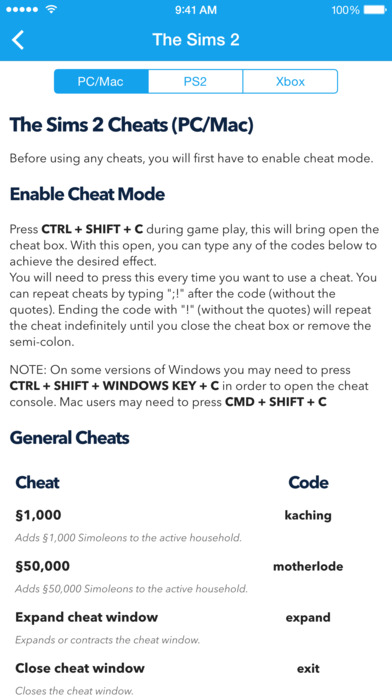 cheats for the sims free play