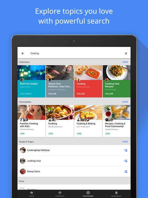 Screenshots of Google+ for iPad