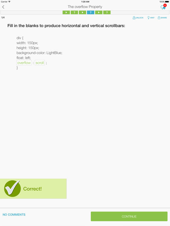 Screenshots of Learn CSS for iPad