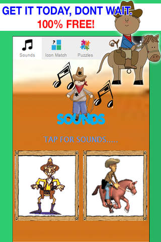 Wicked Cowboy Games for Toddlers : Sounds and Jigsaw Puzles screenshot 2