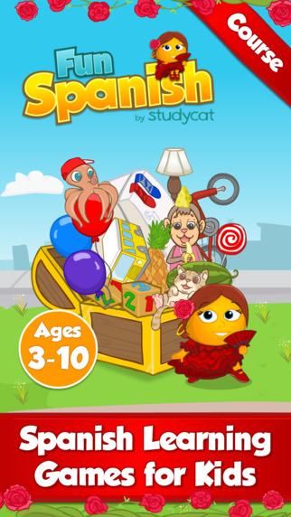 Fun Spanish Course by Studycat: Learn Spanish - Language Learning Games for Kids ages 3-10.