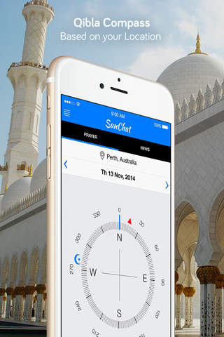 SunChat - Qibla Compass, Islamic Prayer Times & News screenshot 2
