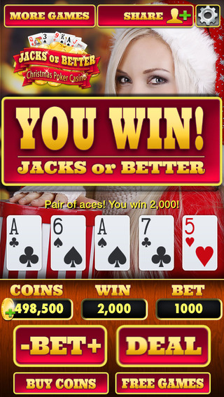 【免費遊戲App】Play Christmas Video Poker, Jack or Better & Las Vegas Casino Style Card Games for Free !-APP點子