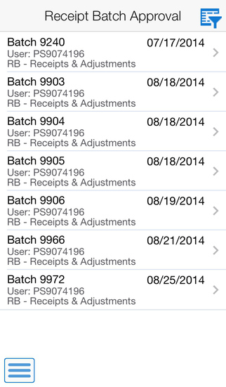 Receipt Batch Approvals Smartphone for JD Edwards EnterpriseOne