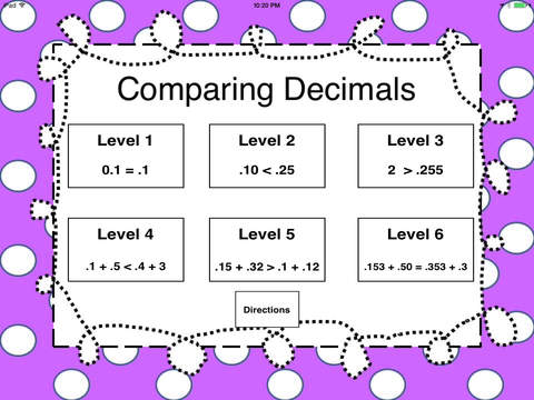 Comparing Decimals ~ Greater Than Less Than or Equal