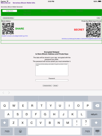 PRO Bitcoin Offline Vault for iPad - BA.net screenshot 3