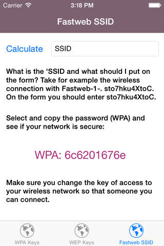 Wi-Fi generatore di chiavi - password WPA / WEP screenshot 3