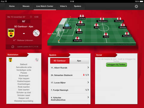 De officiële AFC Ajax App voor de tablet screenshot 3