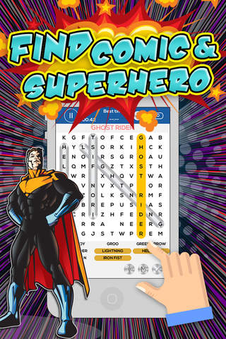 Word Search Cartoon Comic and Superhero “ Fanfiction Hero Book Edition ” screenshot 2