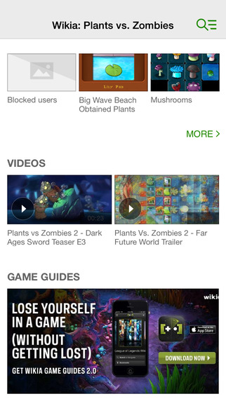 Wikia: Plants vs. Zombies Fan App