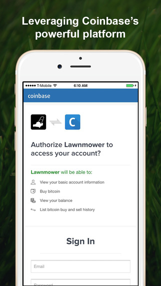 【免費財經App】Lawnmower: Spare Change into Bitcoin. Invest fiat currency into BTC through Coinbase!-APP點子