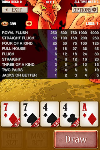 Dragon Video Poker - Jacks or Better, Aces & Faces screenshot 2