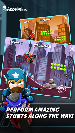 【免費遊戲App】Comic Superhero Con-man Biker – Super Stunt of Steel Hero 2 Free Games-APP點子