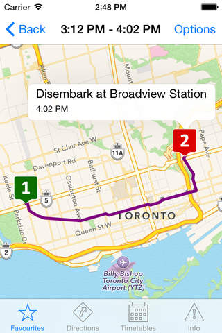 TransitTimes Toronto - TTC, YRT, HSR, BCT trip planner & offline schedules screenshot 2