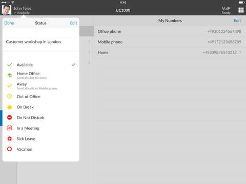 UC1000 for iPad - Unified Communications Softphone screenshot 3