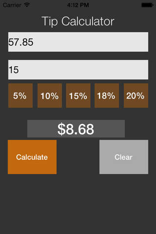 Tip Calculator - Calculate Tips with Predefined Percentage or by Manually Entering Your Desired Percentage screenshot 2