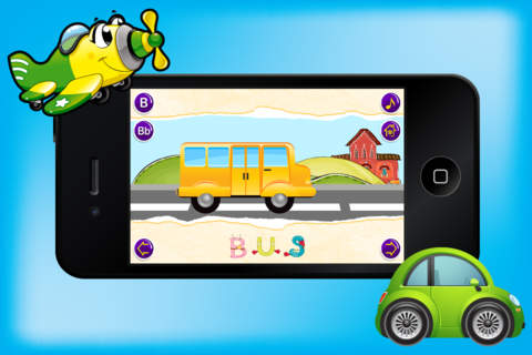 Baby Flash Cards ABC Vehicle - Learning Game for Kids in Preschool Toddler, Kindergarten screenshot 2