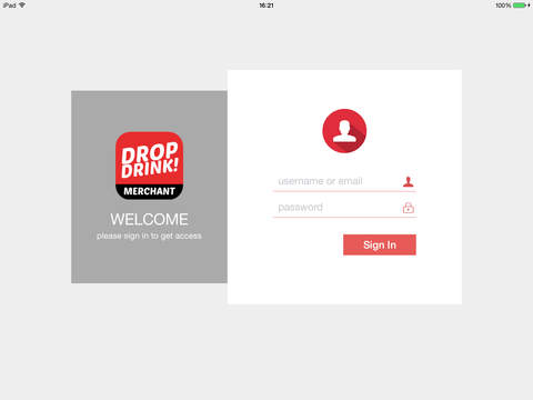 DropDrink Merchant for iPad