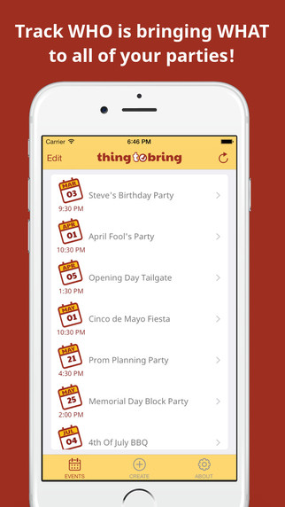 ThingToBring Event and Party Planning App