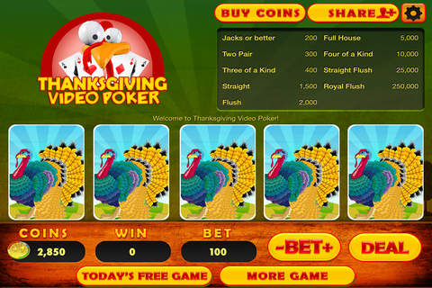 Aaaah! Thanksgiving Video Poker King Tournament HD - Jacks or Better Casino TX screenshot 2