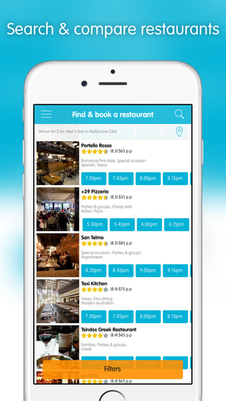 Dimmi: Reserve the moment online restaurant reservations