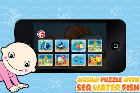 Jigsaw Puzzle With Sea Water Fish - Preschool Learning Game for Kids and Toddlers screenshot 2