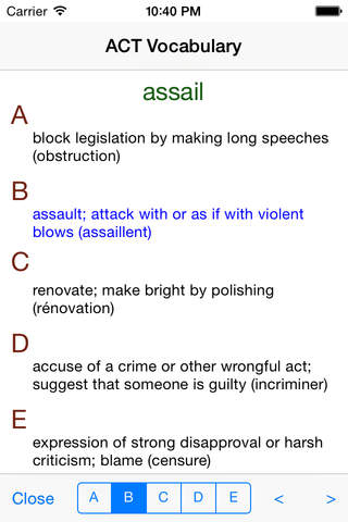 ACT Vocabulary Test screenshot 2