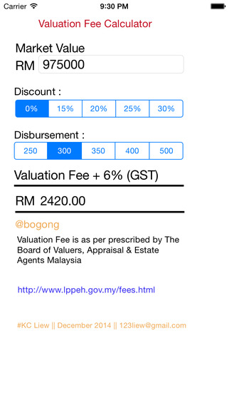 MVS Valuation Fee Calculator