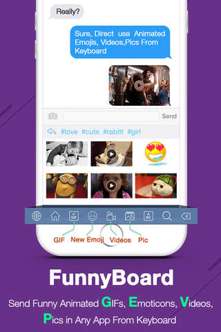 FunnyBoard - Send Funny GIF & Animated Emoji & Video & Pic from Keyboard screenshot 2