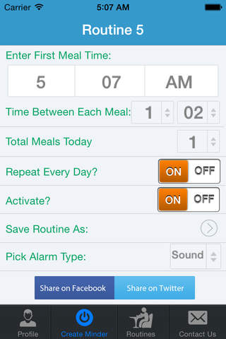 Chow Time - Personal Meal Minder screenshot 2
