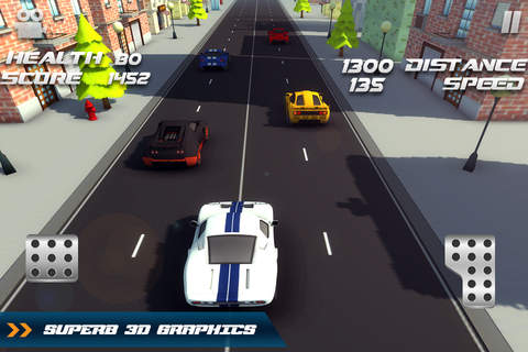3D Traffic Toon Racer : Hi Speed Real Escape Racing Rivals in City Road Lite screenshot 2