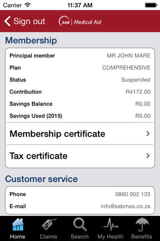 SAB Medical Aid Scheme screenshot 2