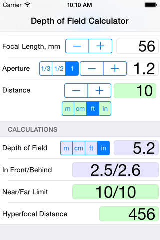 Depth of Field Calculator for Photography screenshot 2