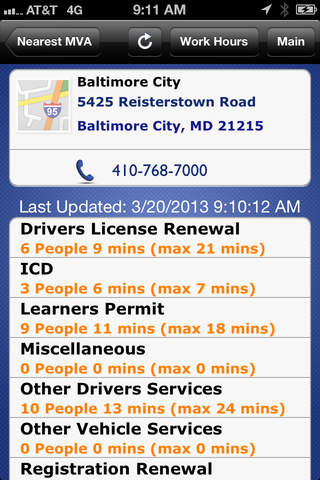 Maryland MVA Wait Times screenshot 3