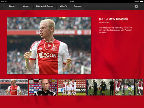 De officiële AFC Ajax App voor de tablet screenshot 4