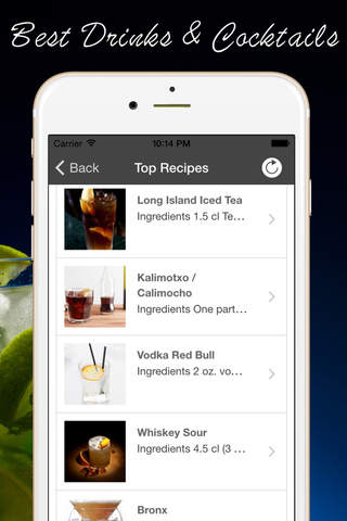 Mixed drink & cocktails recipes with whisky, rum, vodka, gin, tequila. Alcoholic beverage. screenshot 3