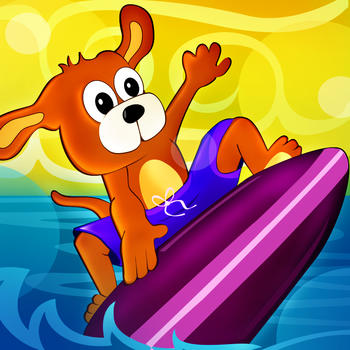 Danger Dog Surf : Vacation Ocean Water Surfing Sport - Gold LOGO-APP點子