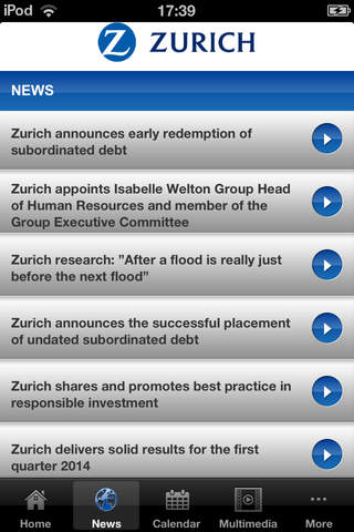Zurich Investors and Media App for iPhone screenshot 2
