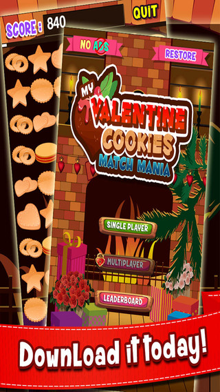 【免費遊戲App】Valentine's Day Cookie Match Mania - Sweet chocolate Treats Puzzle Game FREE-APP點子