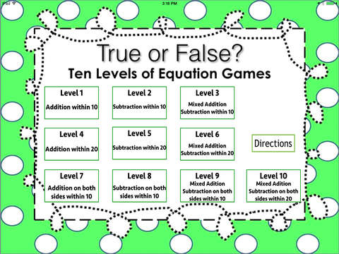 True or False Math Equations
