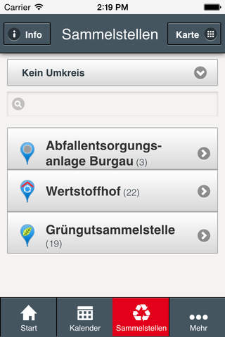 Günzburger Abfallapp screenshot 3