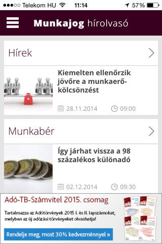 Munkajog Hírolvasó screenshot 2