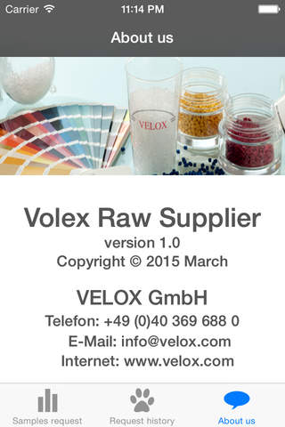 Velox Raw Supplier - Samples Request screenshot 2