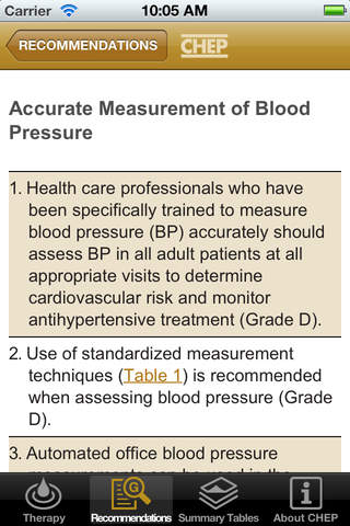 CHEP Canadian Hypertension Recommendations screenshot 4