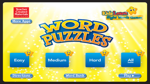 Word Puzzles: Kids Learn Sight Words Games