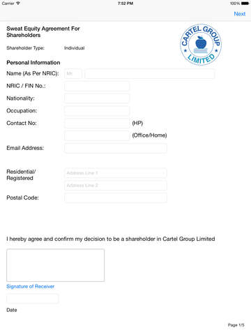 Cartel Group Sales Form