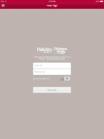 Fidelity Oklahoma Fidelity Bank for iPad