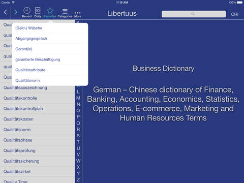 【免費商業App】Libertuus Business Dictionary – Deutsch - Chinesisch Wörterbuch für Begriffe aus den Bereichen  Finanzen und Volkswirtschaftslehre. Libertuus 商务词典——德语-中文金融和经济学术语词典-APP點子