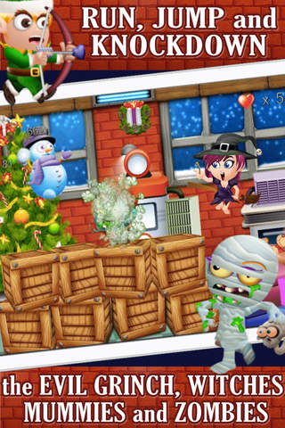 Santa's Christmas Workshop Rescue PRO: Grinch, Zombie and Witch Village Knockdown Run screenshot 2