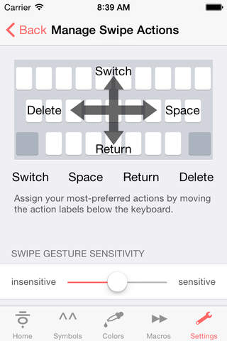 Action Keyboard with Swipe Gestures screenshot 3